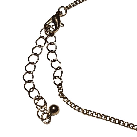 Elegant Green Gem Gold Tone Flecks Teardrop Pendant Necklace Fashion Jewelry - Picture 6 of 8